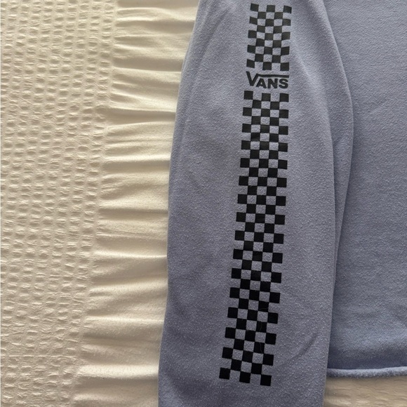 Vans cropped periwinkle Hoodie with Black Checkered Sleeve size large - Picture 6 of 6